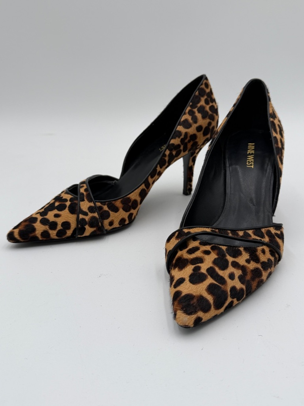 NINE WEST sz9 Calf Hair On Leopard Print Pump Heels - Picture 5 of 14